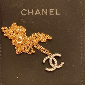 Chanel Necklace 20a Gold Ruthenium & Crystals